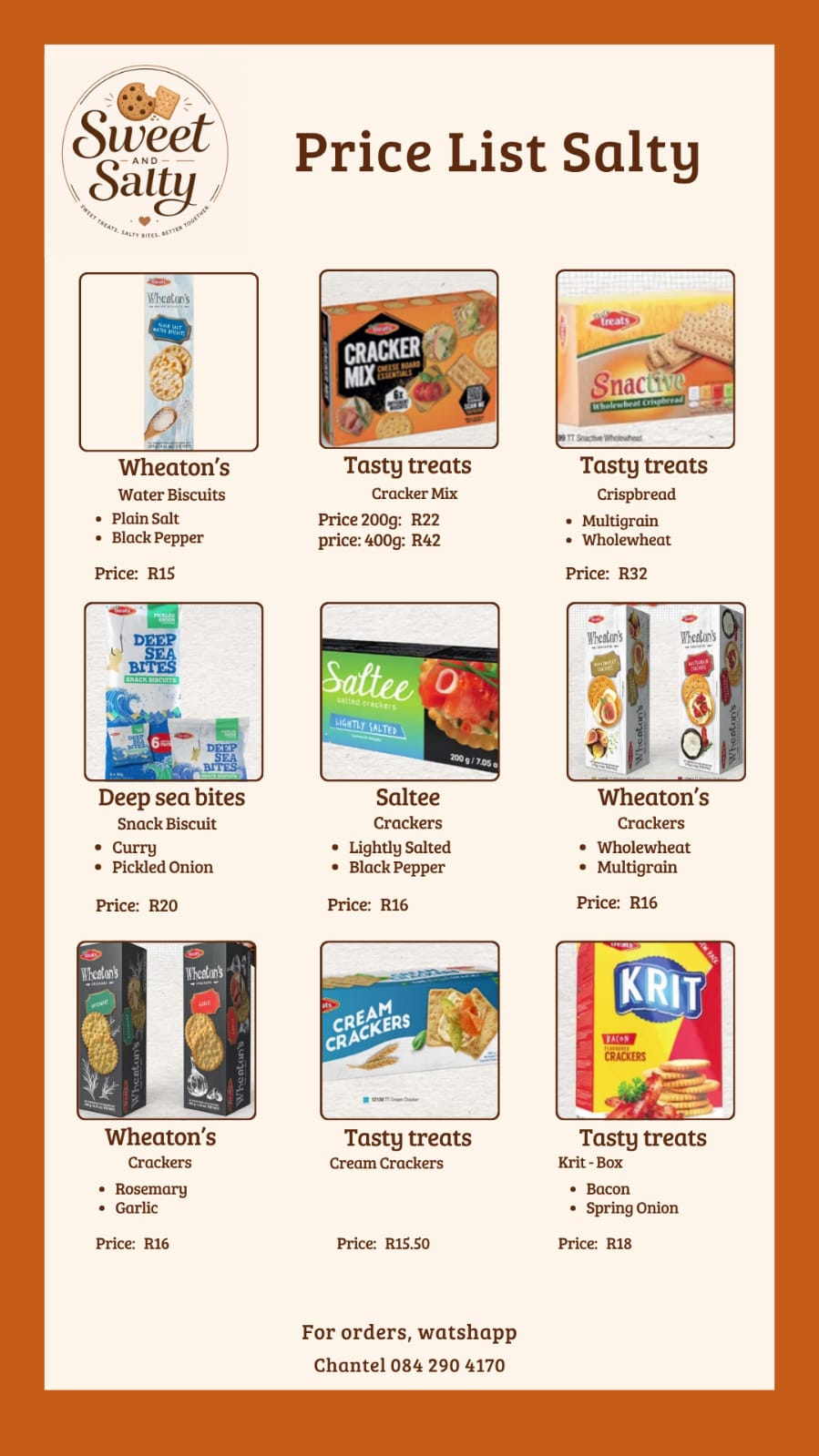 Price List Salty - Crackers